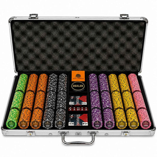 mallette de poker royal card room 1000 jetons cash game clay composite