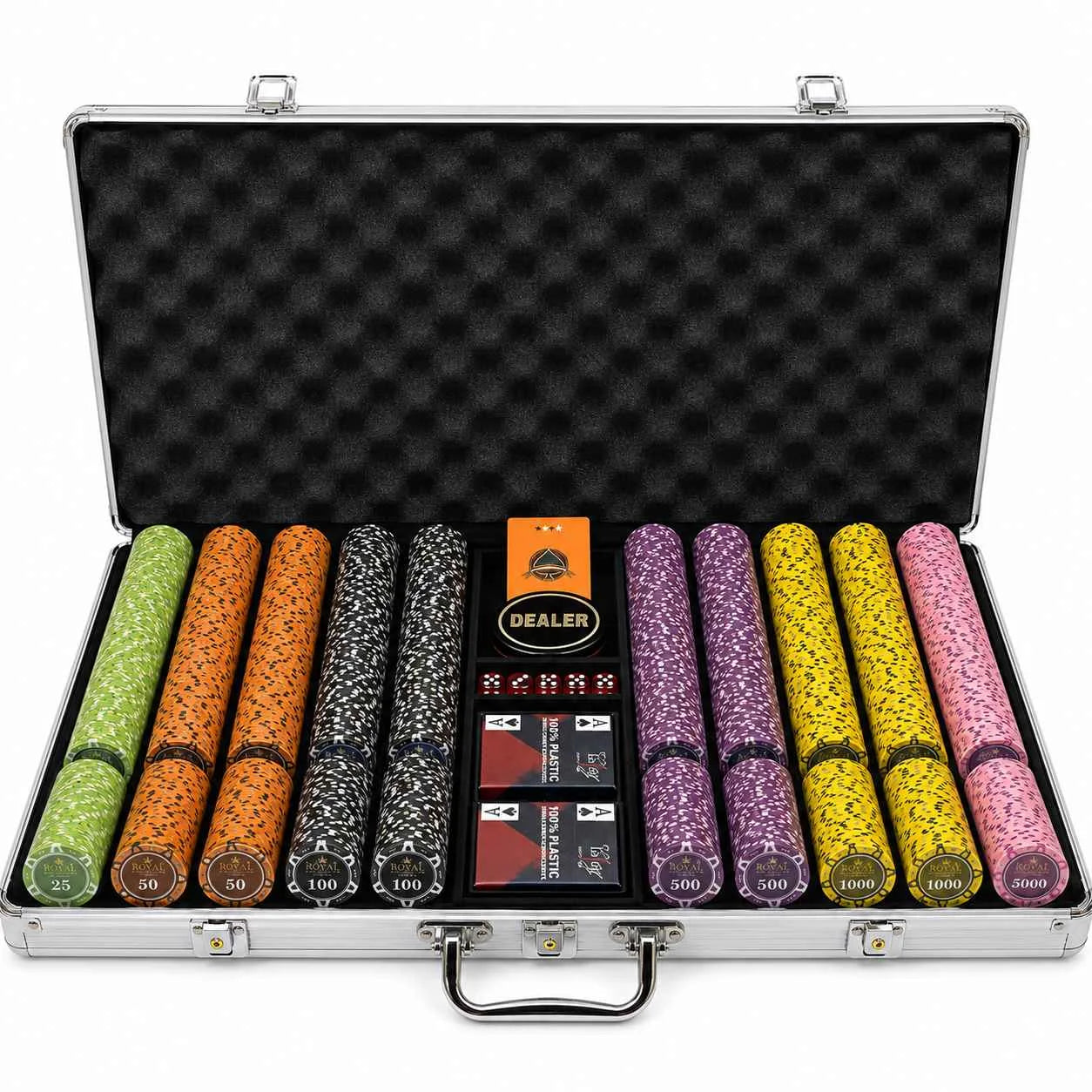 Mallette de poker 750 jetons clay composite Royal Card room Cash Game