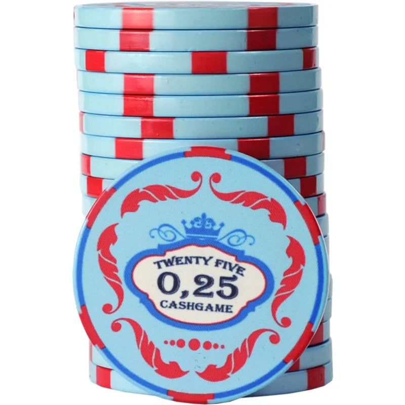 jeton ceramic crown 0,25 bleu et rouge