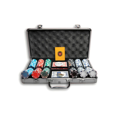 Mallette poker dice 300 jeton vue de haut jeton + carte 