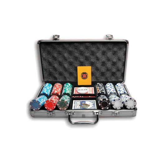 Mallette poker dice 300 jeton vue de haut jeton + carte 
