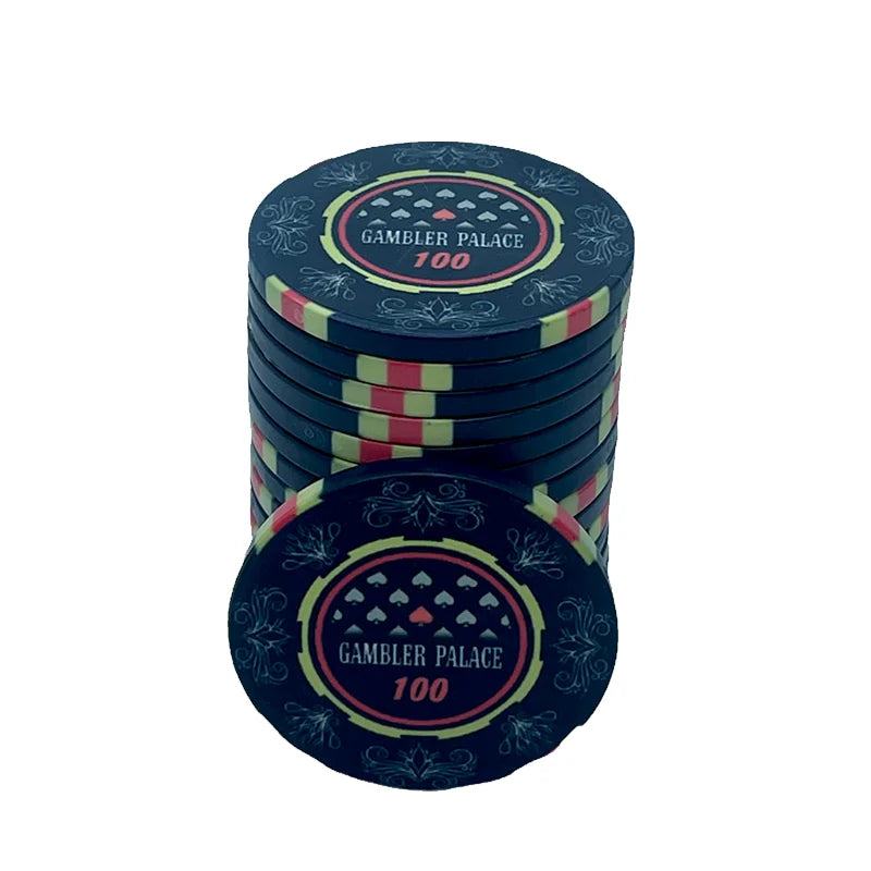 jeton poker gambler palace couleur noir et rouge valeur 100