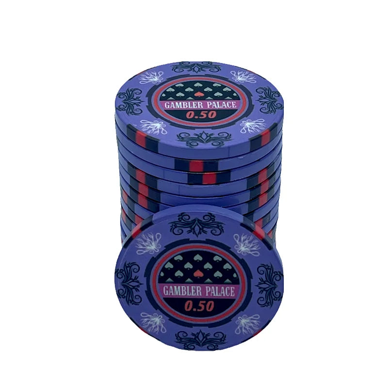 jeton poker gambler palace couleur bleu et violet valaur 0,50