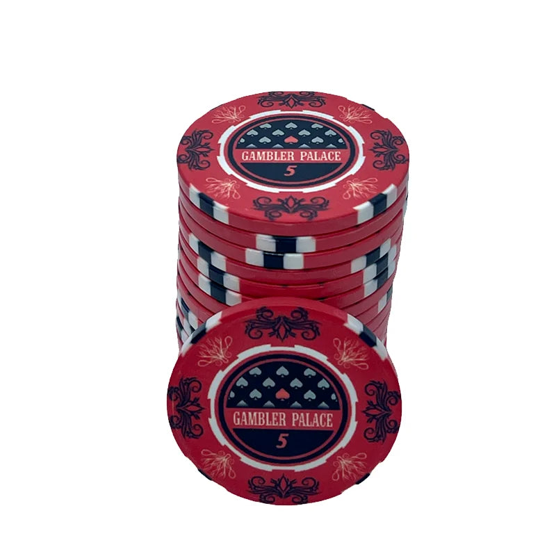 jeton poker gambler palace couleur rouge et noir valeur 5