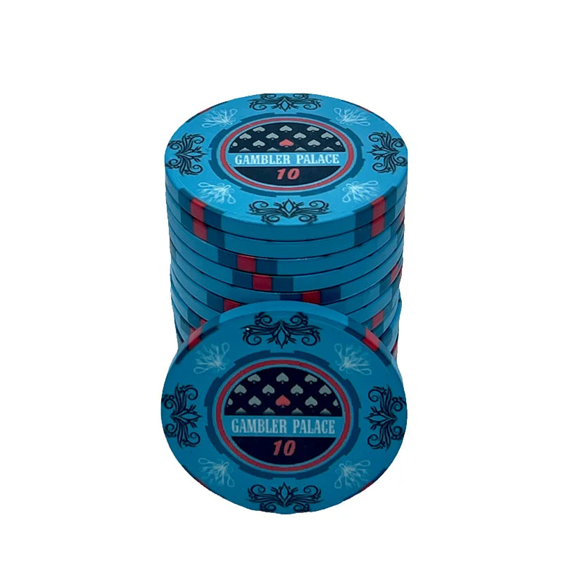 jeton poker gambler palace couleur bleu ciel et marine valeur 10