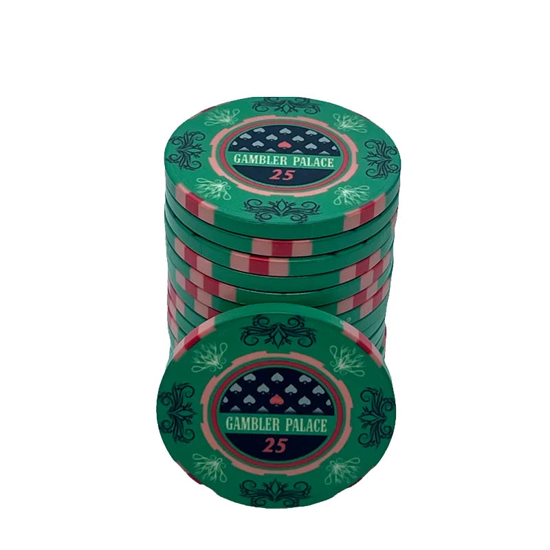 jeton poker gambler palace couleur vert et noire valeur 25