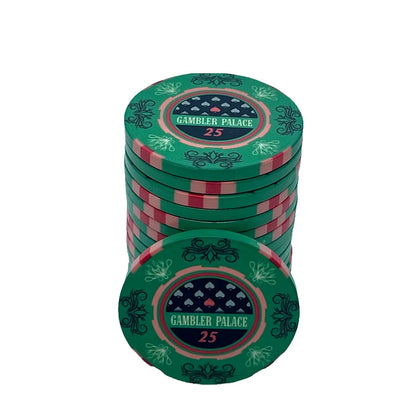 jeton poker gambler palace couleur vert et noire valeur 25