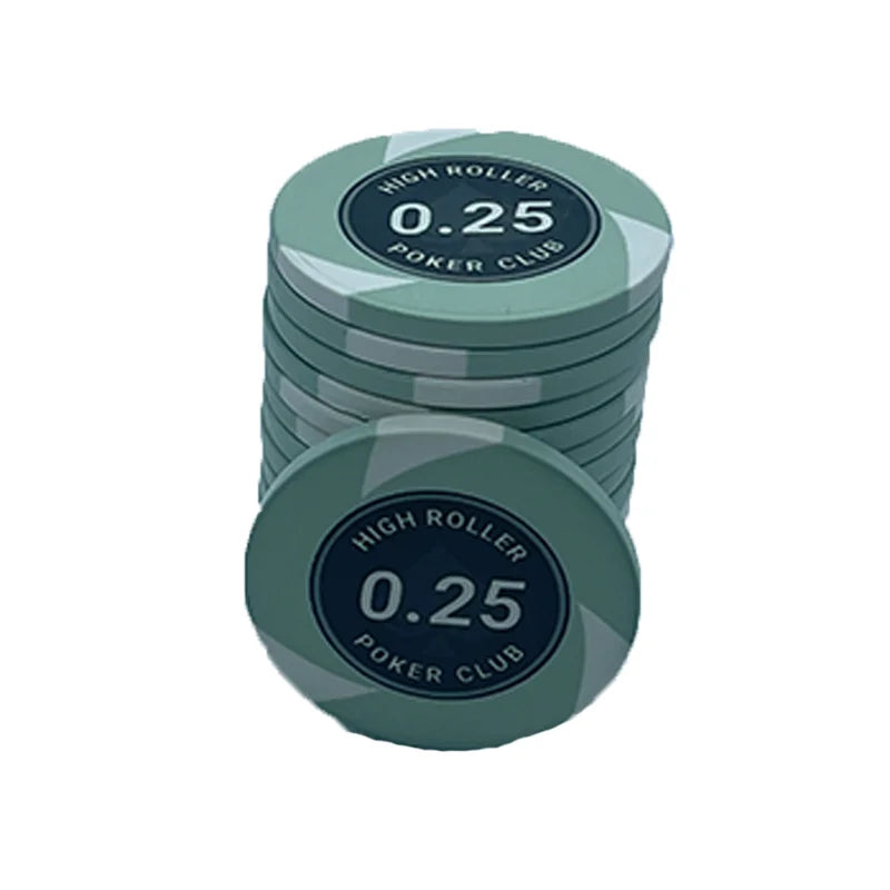 jeton de poker High Roller céramique 0,25 vert