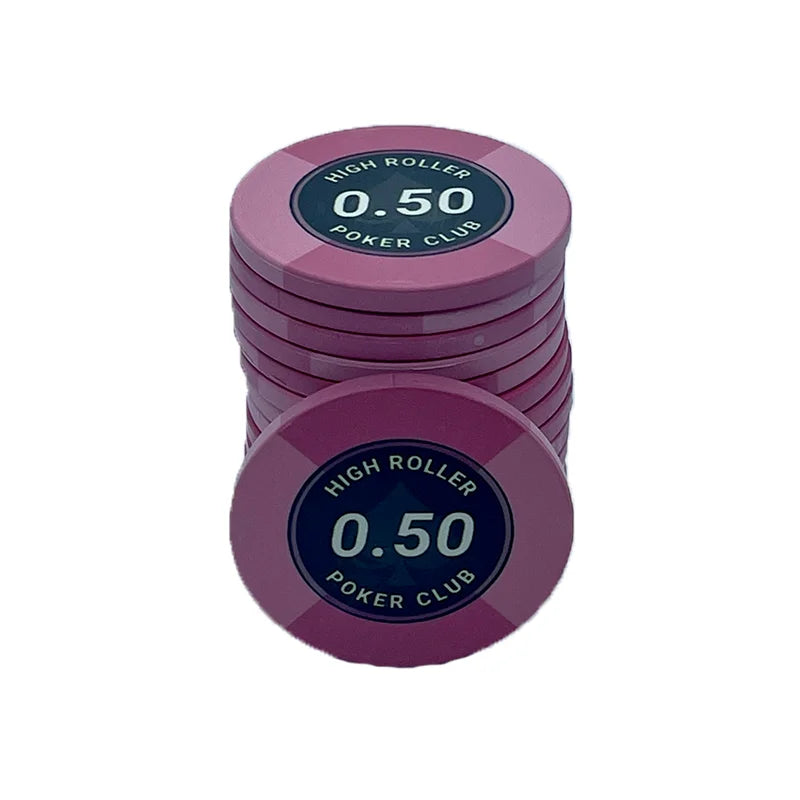 jeton de poker High Roller céramique 0,50 rose