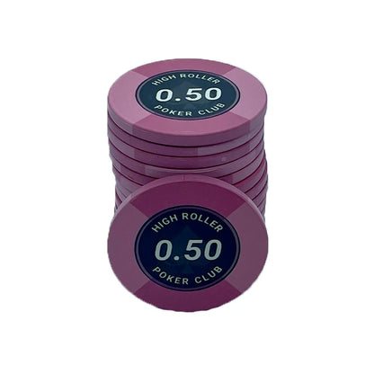 jeton de poker High Roller céramique 0,50 rose