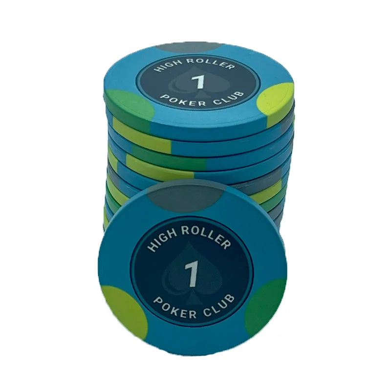 jeton de poker High Roller céramique 1 bleu