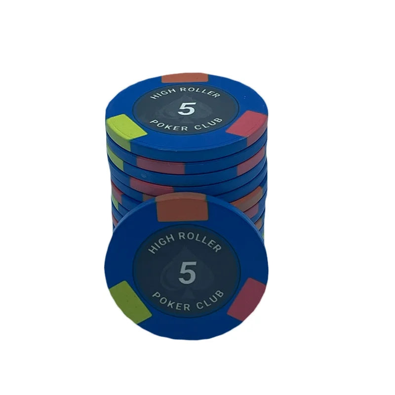 jeton de poker High Roller céramique 5 bleu