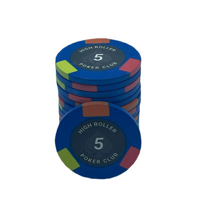 jeton de poker High Roller céramique 5 bleu
