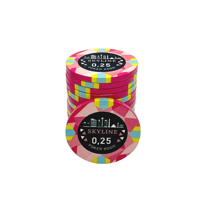 jeton poker céramique Skyline 0,25 rose