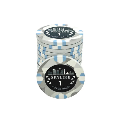 jeton poker céramique Skyline 1 Blanc gris