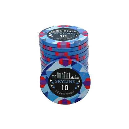 jeton poker céramique Skyline 10 bleu violet