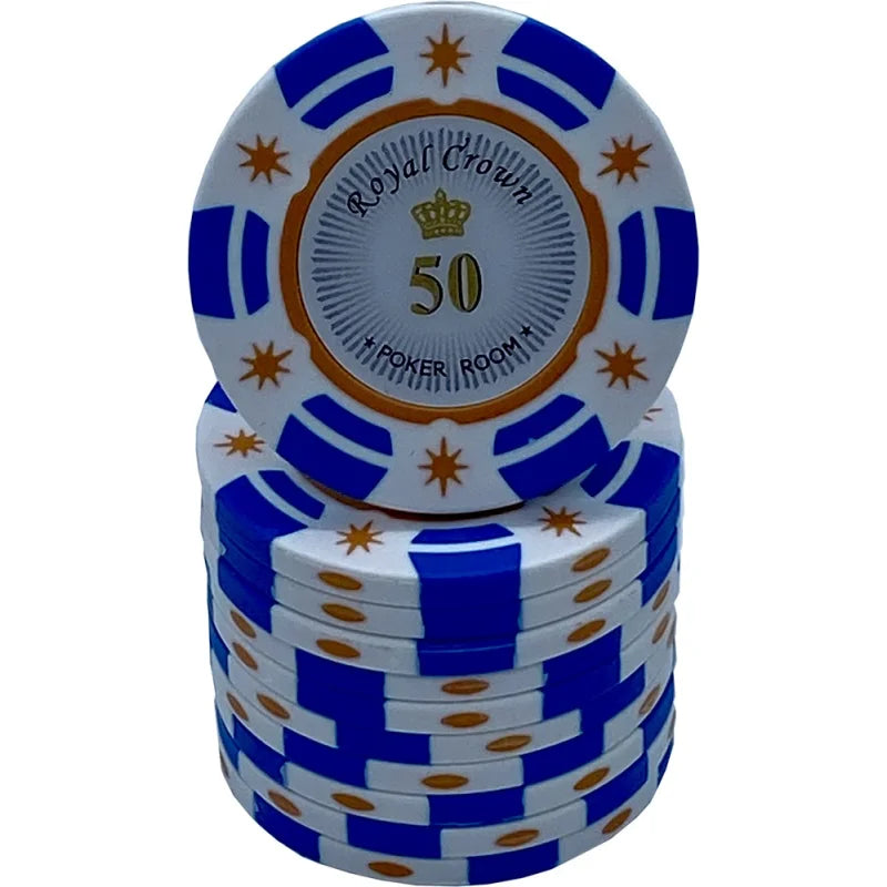jeton poker Royal Crown 50 bleu blanc 