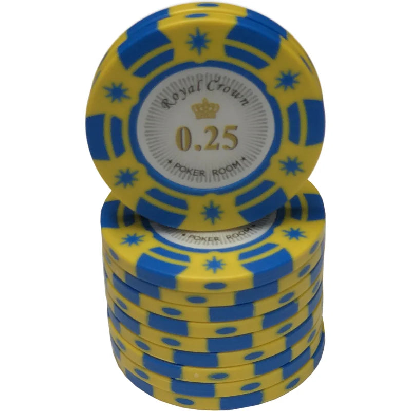 jeton poker Royal Crown 0,25 bleu jaune