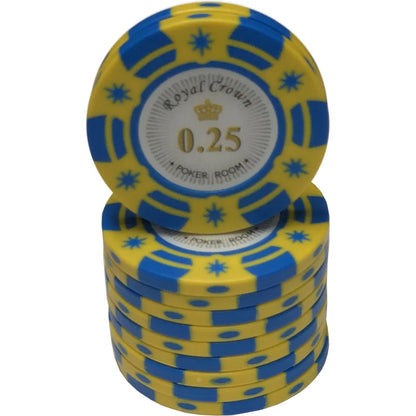jeton poker Royal Crown 0,25 bleu jaune