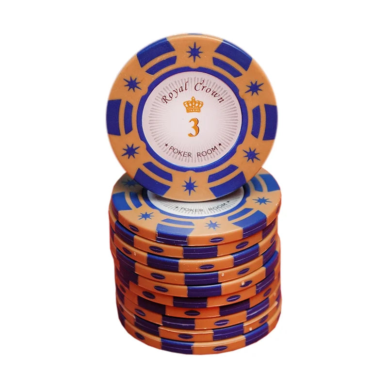 jeton poker Royal Crown 3 orange bleu