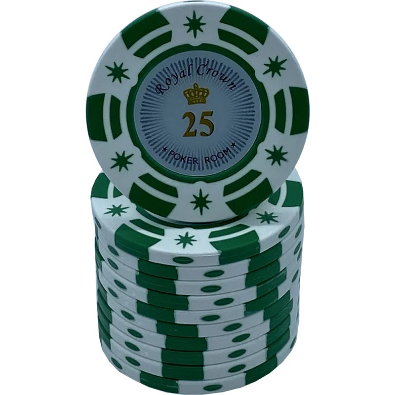 jeton poker Royal Crown 25 vert blanc