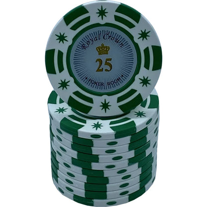 jeton poker Royal Crown 25 vert blanc