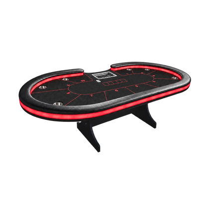 table poker pro 10 joueurs accoudoir en cuir avec portes boissons et rack de jetons 