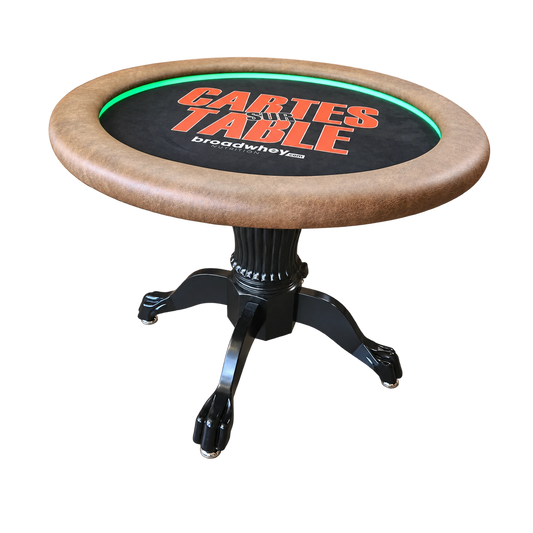 table de poker ronde 6 joueurs avec led tapis noir et rouge