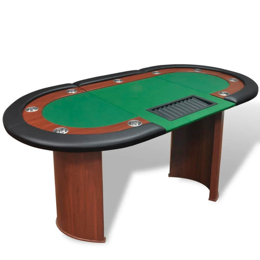 table de poker tapis vert 10 joueurs espace croupier