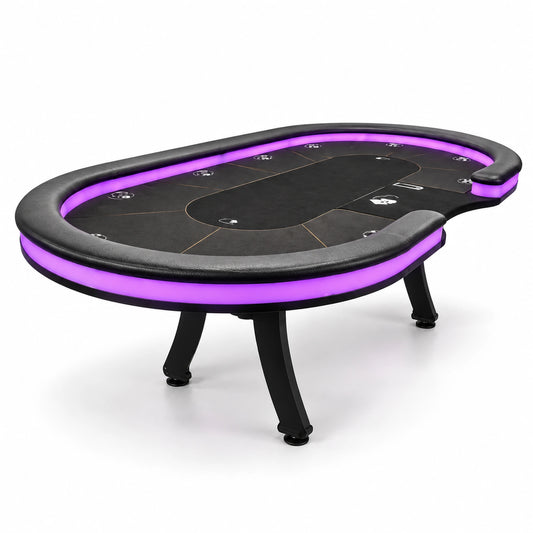Table de poker casino led violet + cup holder