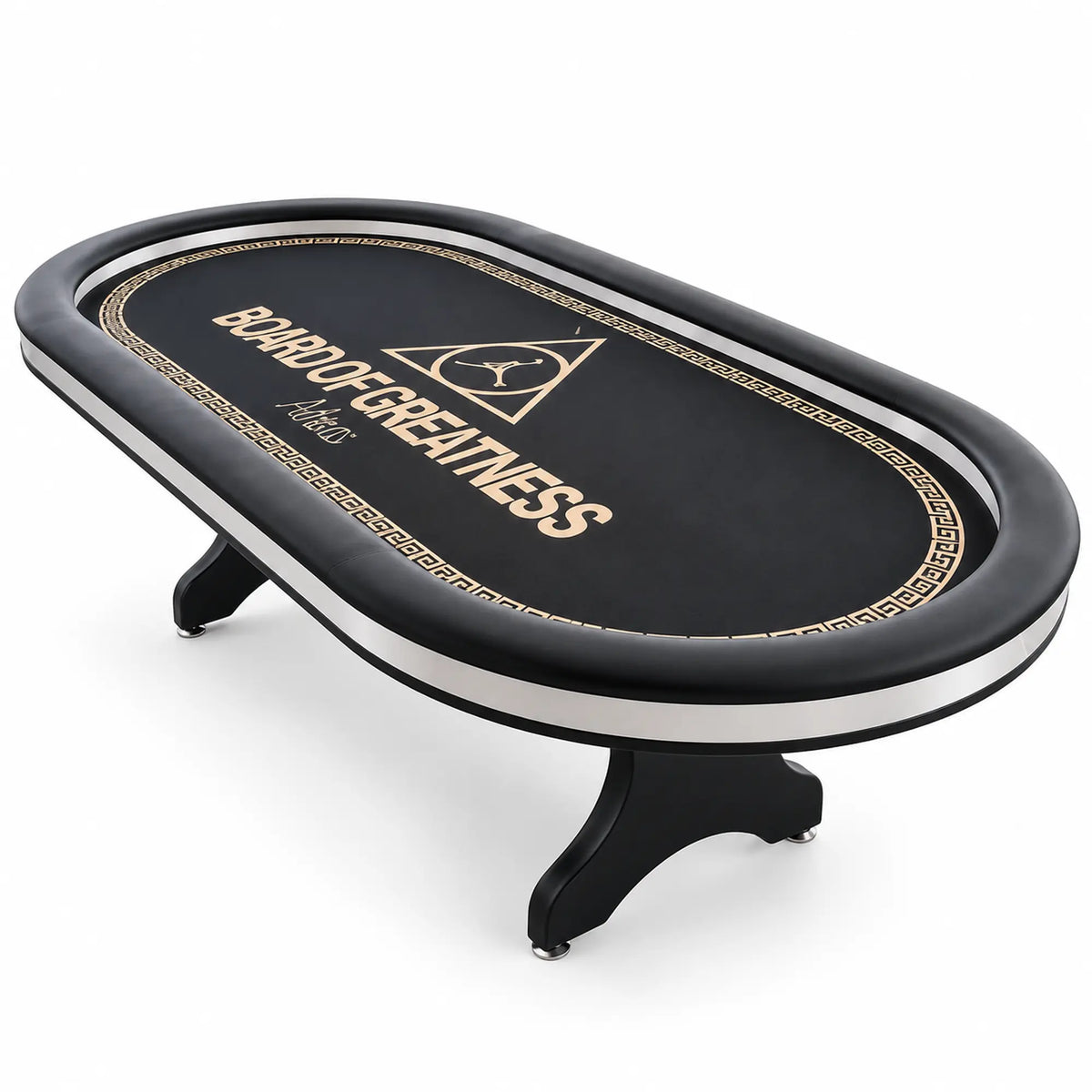 Table de poker professionnelle Jordan pour 10 joueur tapis noir et or en feutrine accoudoir en cuir noir