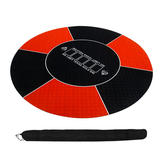 Tapis de poker rond 120cm rouge et noir 
