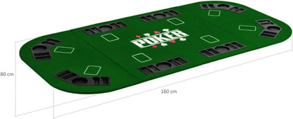 Support De Poker Pliable Straight Pour Jusqu'À 8 Joueurs, Dimensions 160X80 Cm, Plateau MDF, 8 Porte-Boissons, 8 Chiptrays