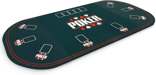 Table De Poker Pliable XXL 8 Joueurs - 160X80Cm - Tapis Poker Vert Avec 8 Emplaçements - Tapis De Jeu De Cartes Bois Et Feutrine Pour Jetons Poker - Sac Offert !