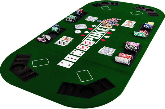 Support De Poker Pliable Straight Pour Jusqu'À 8 Joueurs, Dimensions 160X80 Cm, Plateau MDF, 8 Porte-Boissons, 8 Chiptrays